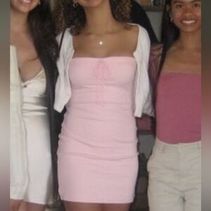 Pink Strapless Mini Dress